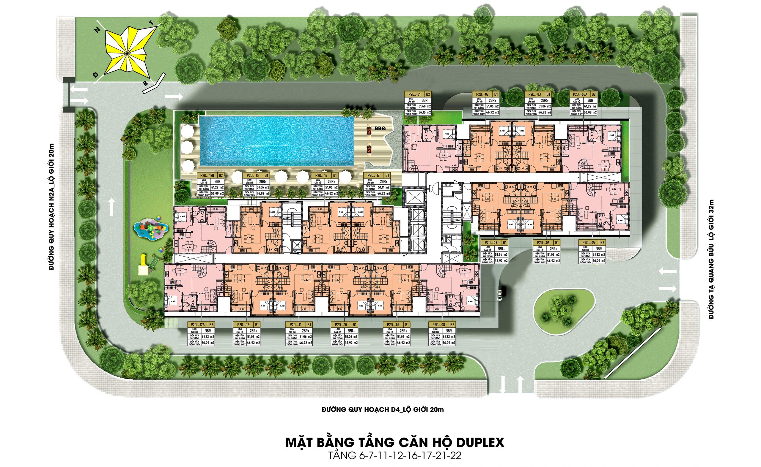 Mặt bằng tầng căn hộ Duplex